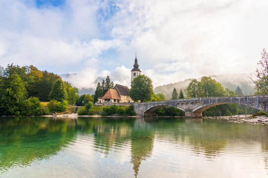 Church of St John the Baptist at Lake Bohinj in Slovenia