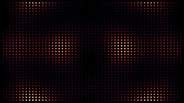 Abstract LED dot matrix background, pulsating warm light grid animation, glowing digital pixel screen for music events and stage visuals