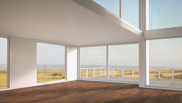 3D Rendering, Interior of empty beach house