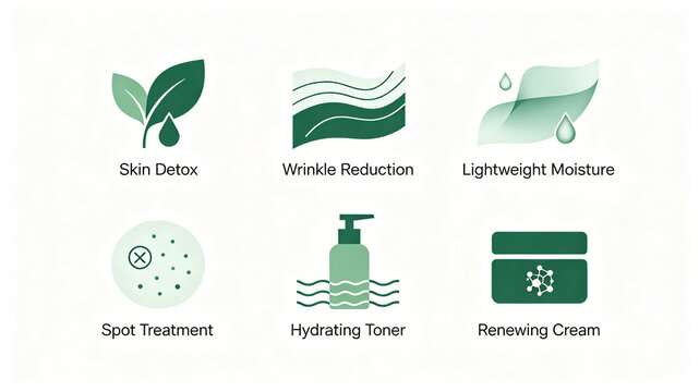 The icon of skin care efficacy, which can remove turbidity, wrinkle and spot, and rejuvenate face cream, is applicable to the introduction of new skin care products and product manuals.
