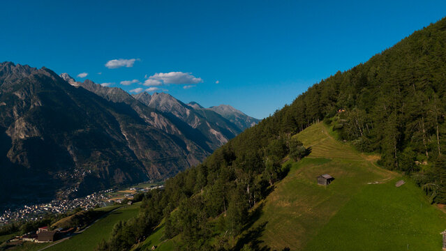 alpine landscape panorama in the evening, mountain