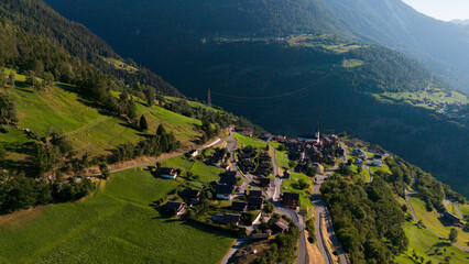Obraz premium alpine landscape panorama in the evening, mountain