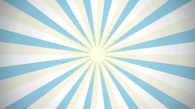 Retro rotating sunburst rays flash blue white colors. radiant yellow center glows in hypnotic vintage comic pop art.