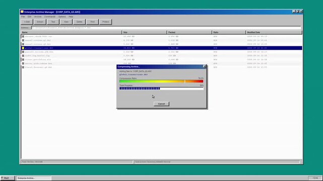 Digital file compression process on computer operating system interface