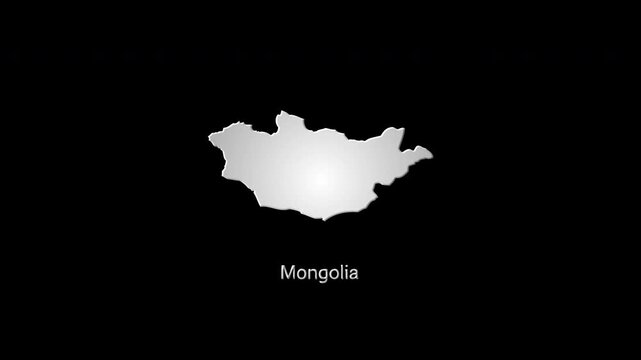 Mongolia country map revealing on a black background
