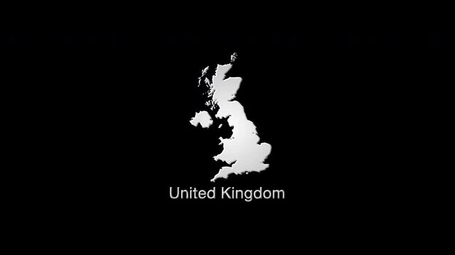 United kingdom digital map appearing on black background