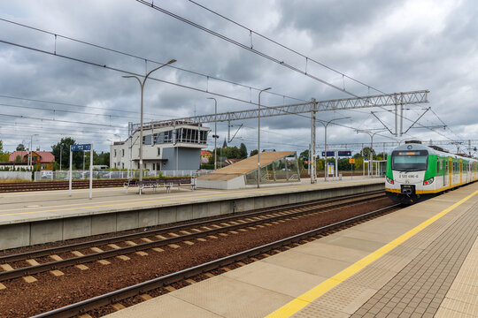 Malkinia Gorna, Poland - September 5, 2026: Koleje Mazowiecki train on a railway station in Malkinia Gorna city