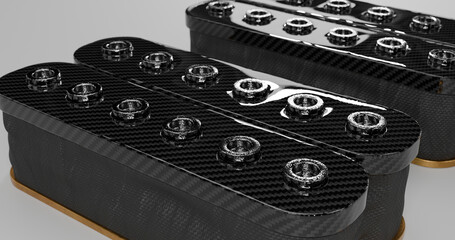Close up shoot of 3d carbon fiber guitar pickup render isolated in white © ridho