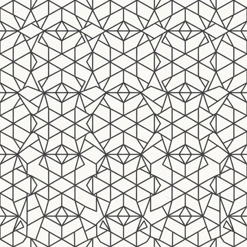 Abstract Geometric Seamless Pattern with Black Lines on White Background