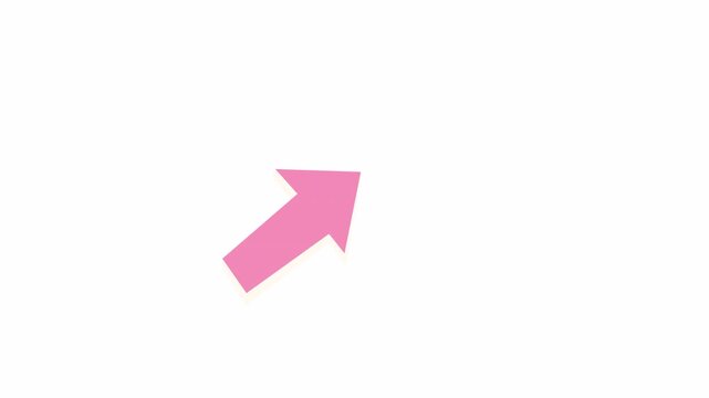 Animated Pink Arrow Pointing Up and Right on White Background