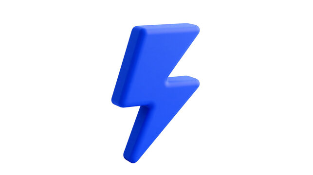 Blue three-dimensional lightning bolt symbol with smooth rounded edges