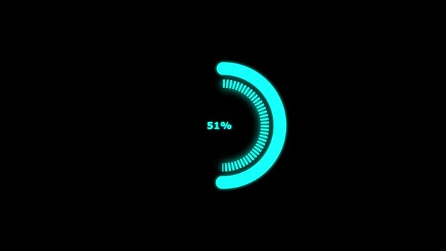 Digital cyan colors loading vertical bar animation on black background, motion graphic footage