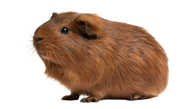 Brown fluffy guinea pig with soft fur and whiskers