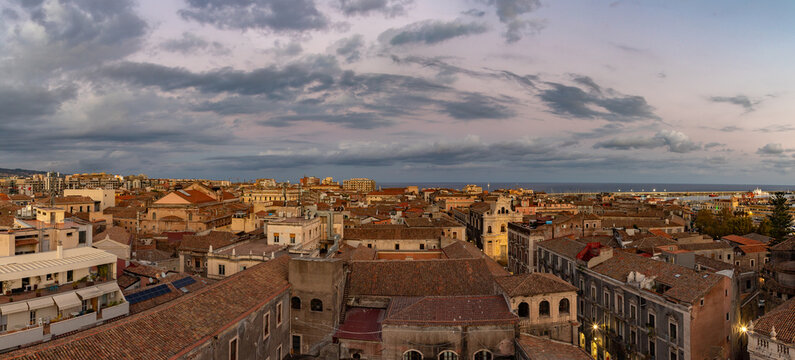 Catania Rooftops at Sunset