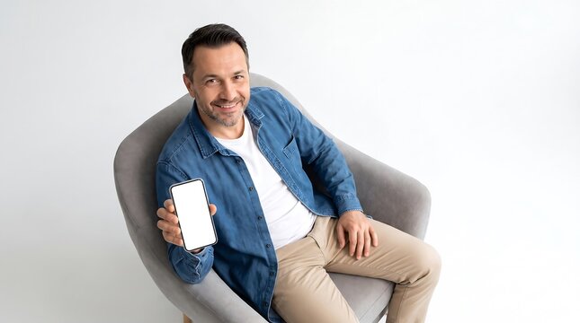 Authentic Lifestyle Scene of Man Holding Smartphone and 2k with Natural Light for Marketing Campaign