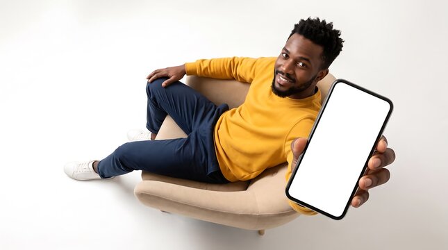 Authentic Lifestyle Scene of Man Holding Smartphone and Mockup 2k with Natural Light for Marketing Campaign