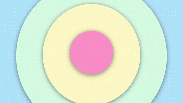 Animated layered solid circles geometric shapes, pastel color background,dynamic kinetic motion graphic for modern, minimal and presentation design projects