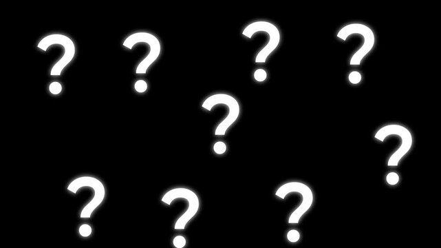 Animation of question mark with transparent background for video creation. Alpha channel