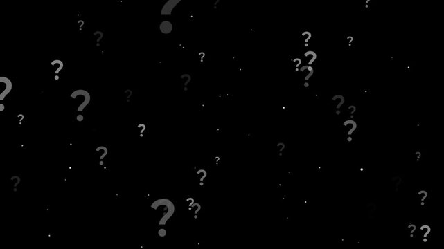 animation of a lot of white question mark moving on green screen background motion graphic effects.