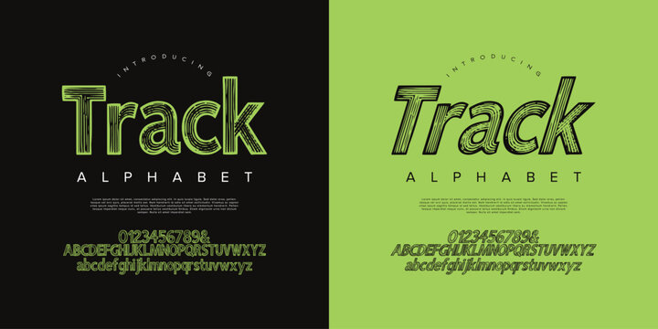 Track Modern Striped Font Alphabet Typography Vector Graphic Art