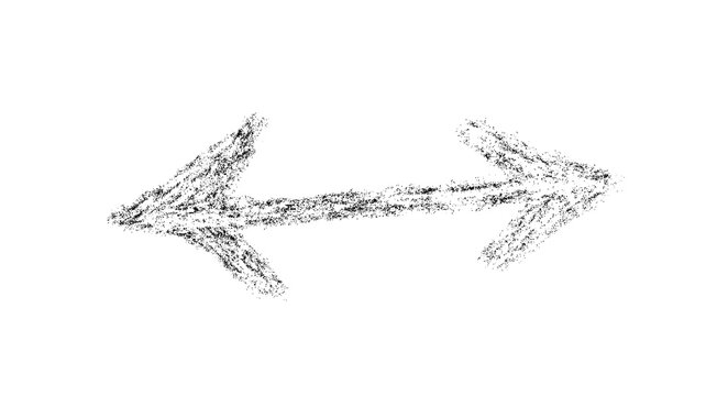 Hand-drawn double-sided arrow on transparent background for graphic design - transparent background png. Stipple, halftone dots, transparent background