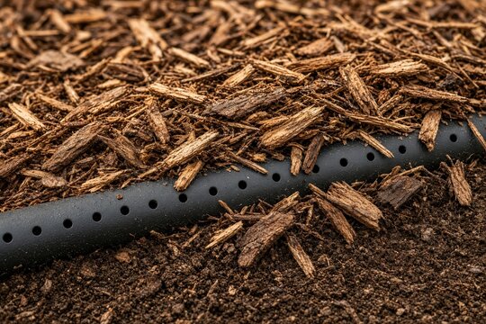 Subsurface drip irrigation under mulch