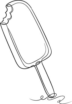 Bitten ice cream bar on a wooden stick symbol representing sweet summer dessert refreshing treat food vector