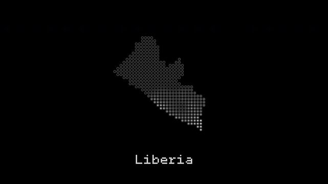 Liberia country digital map on black screen