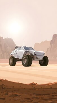 White off-road expedition vehicle on dusty desert terrain