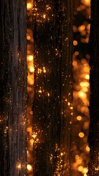 Weathered dark wood planks with glowing golden embers and sparks
