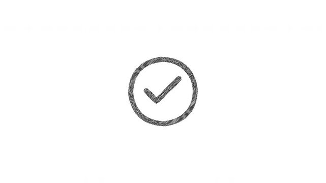 Hand drawn checkmark icon animation isolated on white background