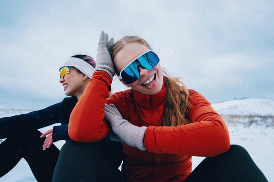 Playful winter break for women athletes after snowy training session