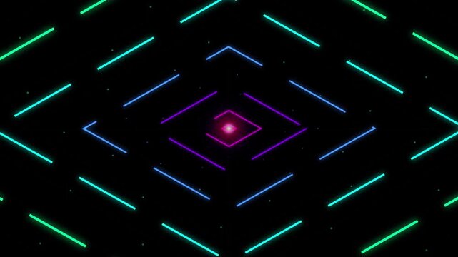 Futuristic Neon Diamond Tunnel With Colorful Glowing Lines