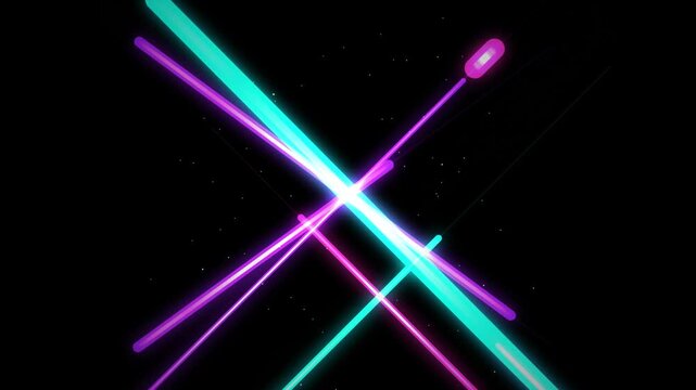 Crossing Neon Light Beams With Cyan And Magenta Glow