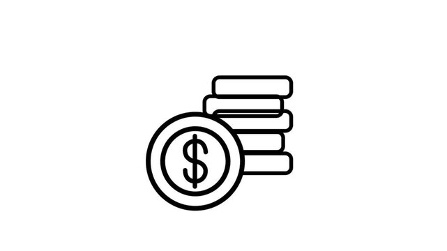 minimalistic alpha channel looping coin stack animation