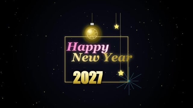 Happy New Year 2027 Golden Greeting With Decorative Frame