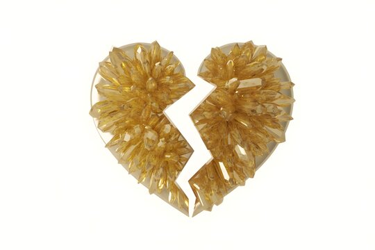 Broken Heart Made of Dried Wheat Grains, Symbol of Heartbreak and Lost Love
