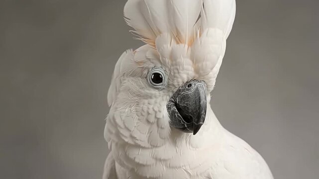 White Cockatoo Parrot with Crested Feathers Displaying