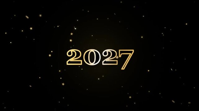 Minimal Golden 2027 New Year Typography With Sparkling Particles