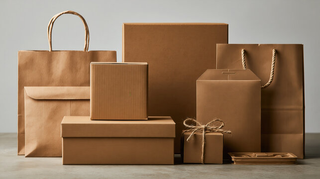 Kraft packaging paper box paper bag cardboard box eco friendly recyclable minimal brown shipping retail Kraft packaging paper box paper bag cardboard box eco friendly recyclable minimal brown