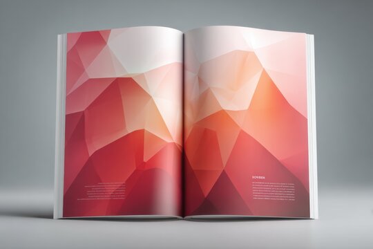 Open Book with Abstract Red Geometric Artwork