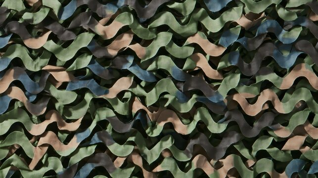 Camouflage netting displaying an abstract military pattern