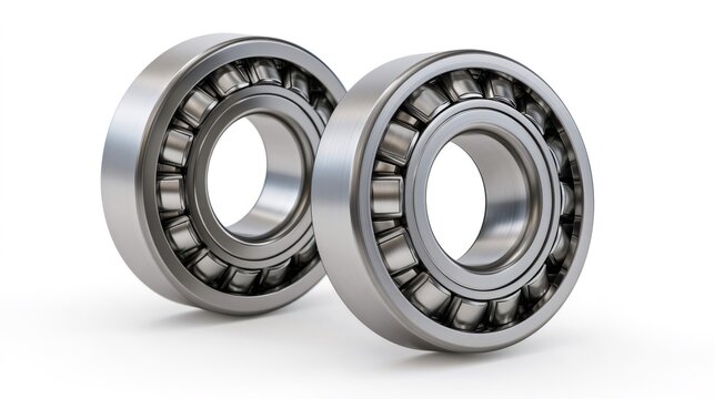 Two metal roller bearings minimizing friction for machinery