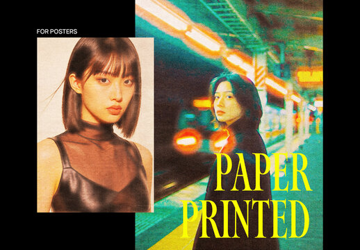 Vertical Warm Printed Photo Effect For Poster And Print Design