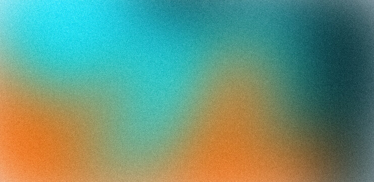 Abstract Teal Blue and Warm Orange Grainy Gradient Background with Soft Blurred Noise Texture for Modern Minimalist Backdrop, Graphic Design, Web Header, Poster