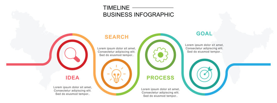Business timeline 4 steps to success. Infographic template design for business growth, business presentation, report, brochure.