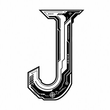 Elegant black capital letter J with graceful ornamental flourishes and intricate vintage inspired details, isolated on a clean white background for monogram and typography designs.