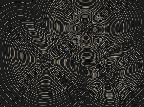 Complex circular wave patterns with white line contours on black background