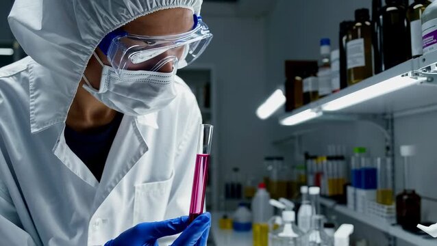 Scientist Analyzing Chemical Composition in a Lab Environment