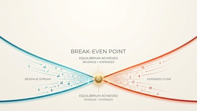 Break Even Point Visualizing Revenue Stream and Expenses Flow Equilibrium Node